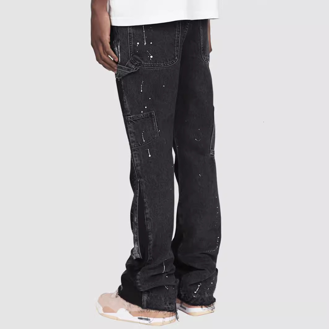 ksubi jeans mens workwear pants european and american fashion ins workwear popular elastic patch denim layered flared pants designer jeans designer je