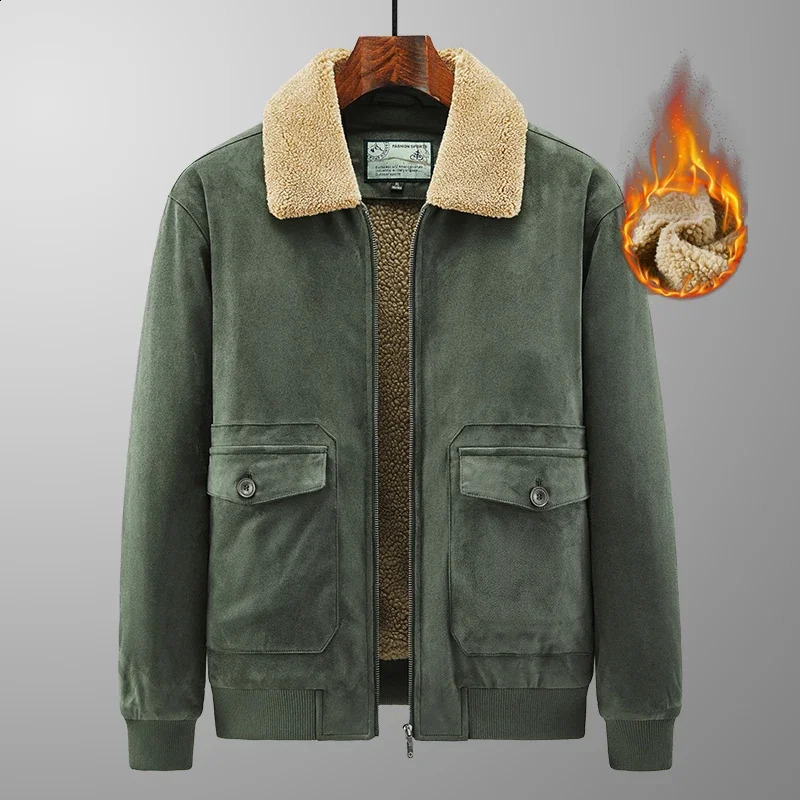 Winter thick and warm mens jacket solid color fully matched windproof highquality lapel clothing fashionable casual 240913