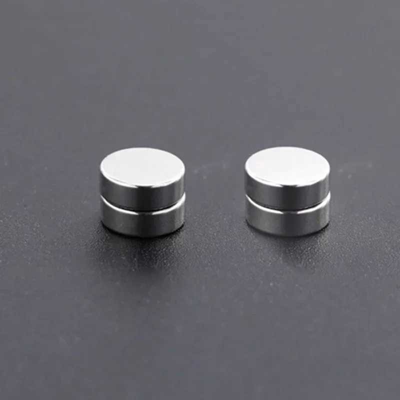 1/3Pairs 6MM Crystal Magnetic No-Pierce Stainless Steel Stud Earrings for Men Punk Zircon Magnet Earrings Non Piercing JewelryX240918