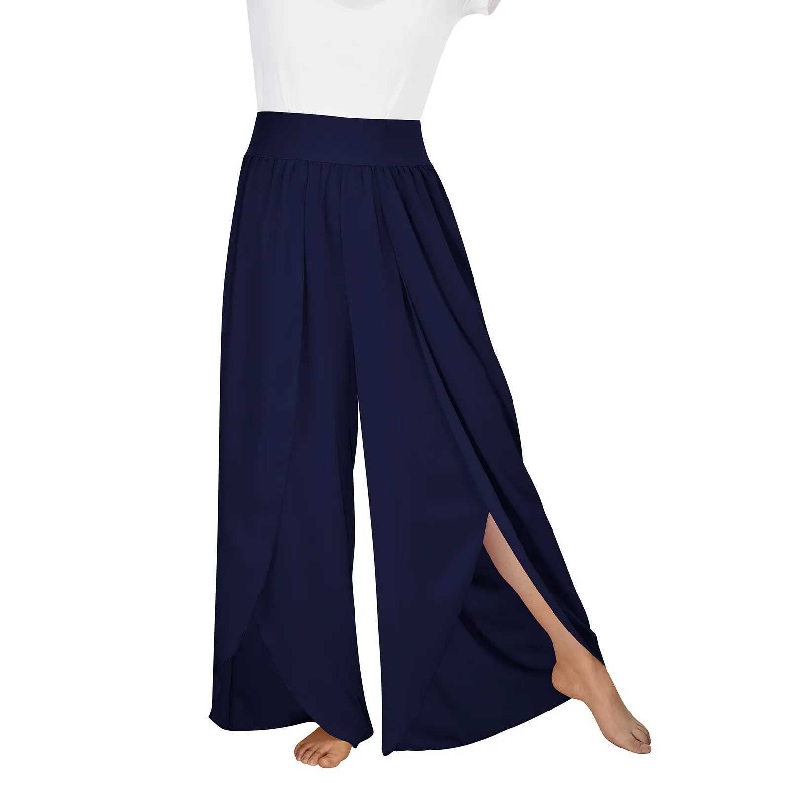 Women Wide Leg Pants High Waisted Yoga Hippie Boho Beach Plus Size Palazzo Pants Womens Comfy loose Legging Trouser M240918