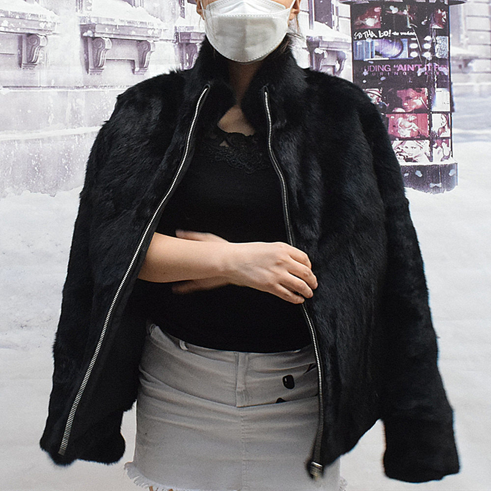 Natural Rabbit Coat Women Winter Jacket Real Leather And Fur Promotion Women's Clothing Female Outerwears With 2023 Cold