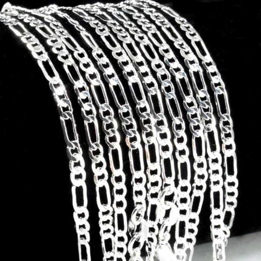 1PC 2.5MM Mens French Figaro Necklace Chain 18K Gold Plated 925 Silver Plated Long Chain Necklace Unisex Jewelry 16-30inchX240919