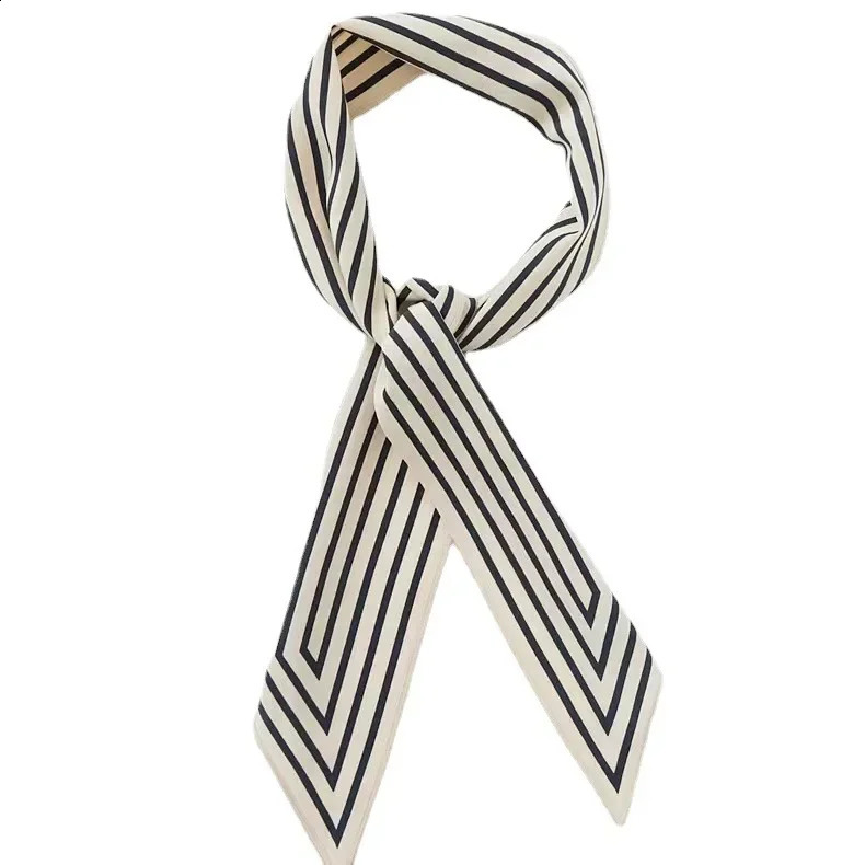 100% Silk French Vintage Womens Ribbon Scarf 240919