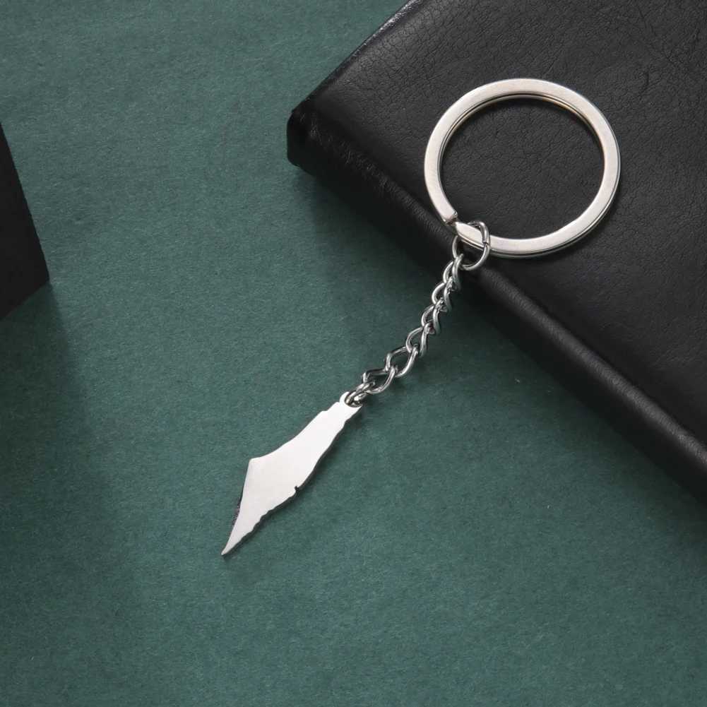 Jeshayuan Palestine Map keychain With Arabic Calligraphy Stainless Steel Motivational Palestine keychain Jewelry Gift Y240918