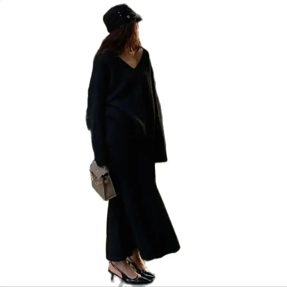 Womens Knitted V-neck Pullover Sweater Womens Knitted Dress Womens Knitted Dress 240918