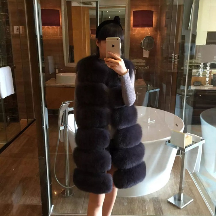 Winter BIGSALE Women Real Fur Vest Natural Genuine Leather Long Gilets Women's Full Pelt Waistcoat 211220