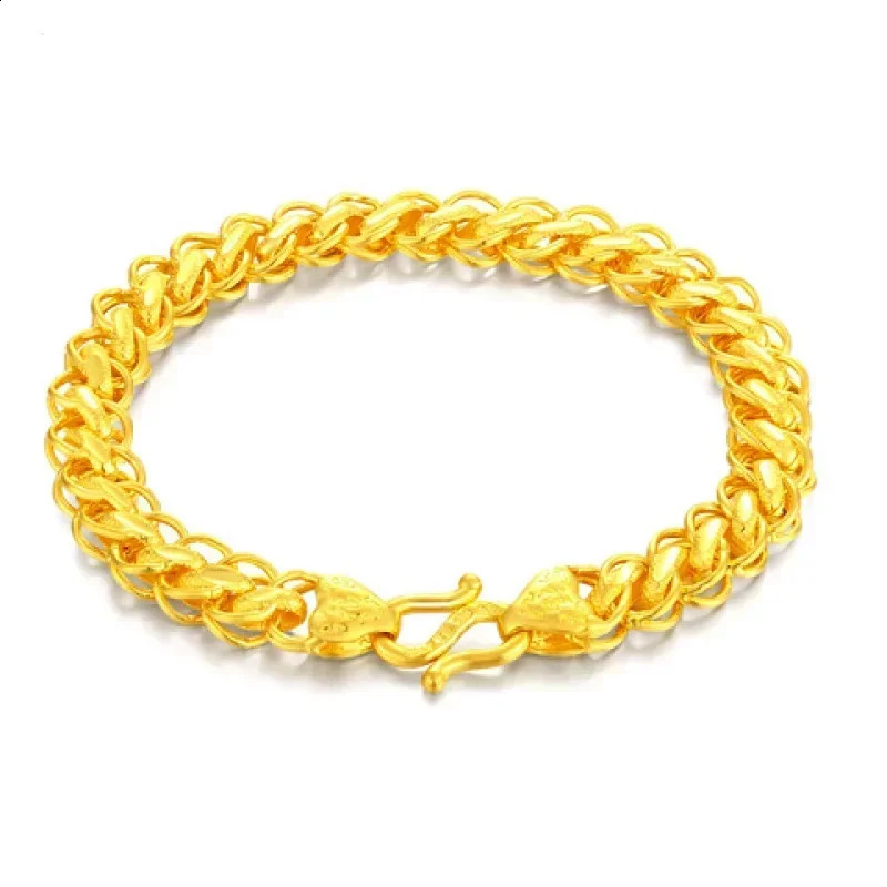 9999 24k Real Gold Bracelet for Men Rich in Boss Chain Eight Directions Enriching Local Tyrants 240912