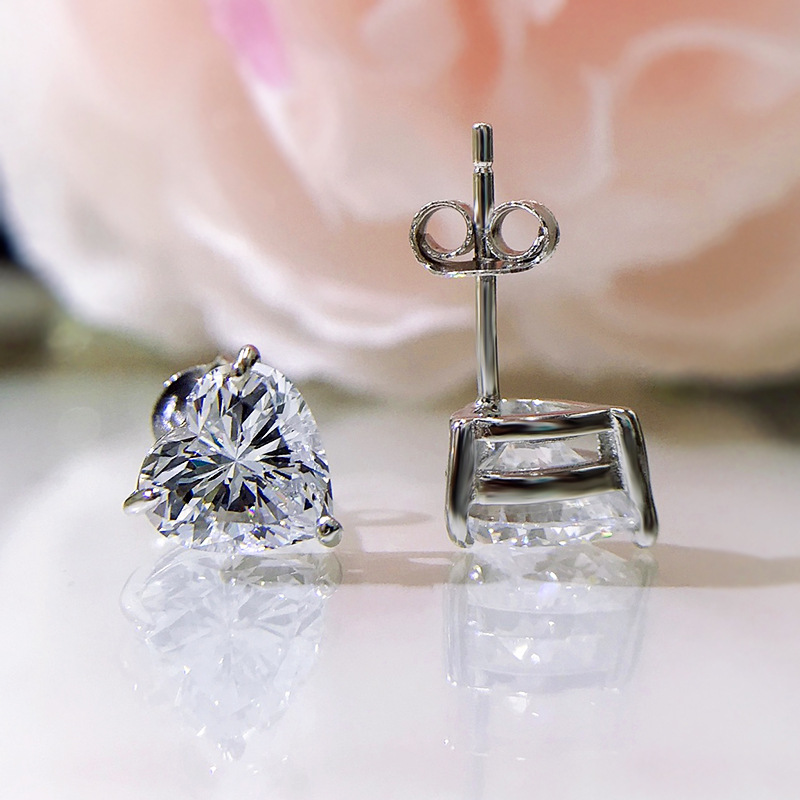 Sterg Sier Moissanite Heart Stud Earrings: Exquisite 2024 Jewelry Gift