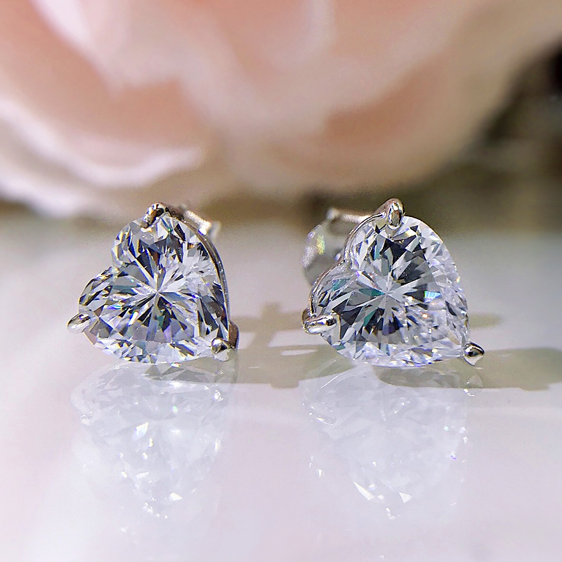 Sterg Sier Moissanite Heart Stud Earrings: Exquisite 2024 Jewelry Gift