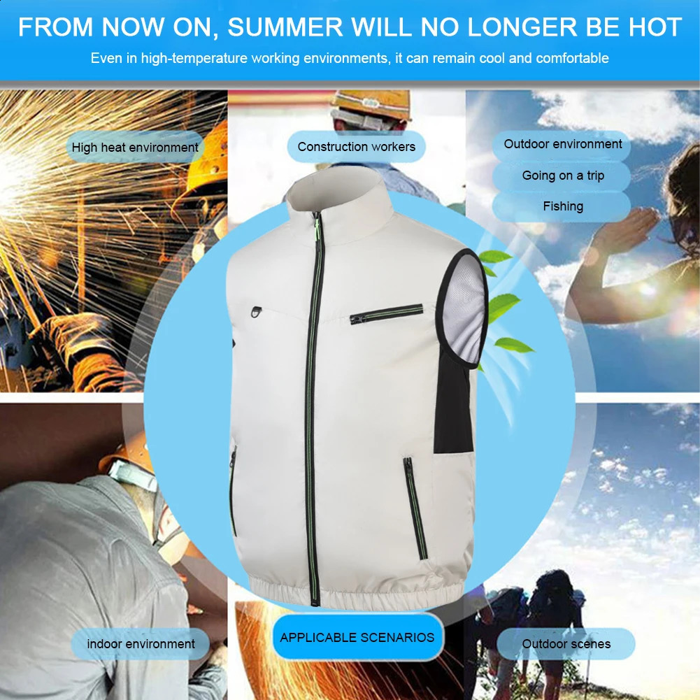 Cooling vest ice fan vest heat-resistant air conditioning clothing breathable sleeveless work clothes 3-speed weather work clothes 240919