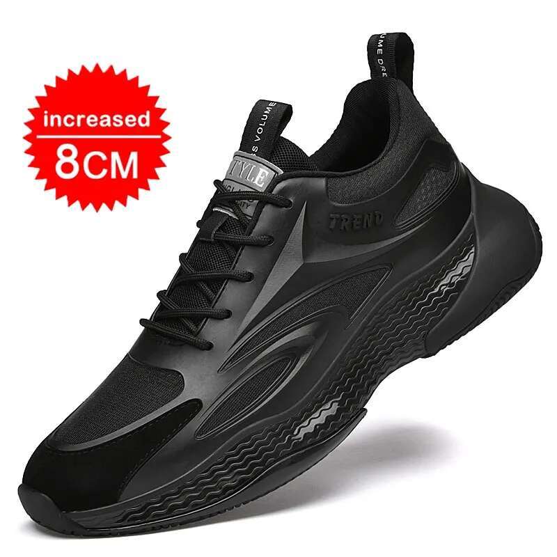 men casual sneakers elevator breathable mesh heightening shoes for Man 8cm 6cm hidden heels height increased
