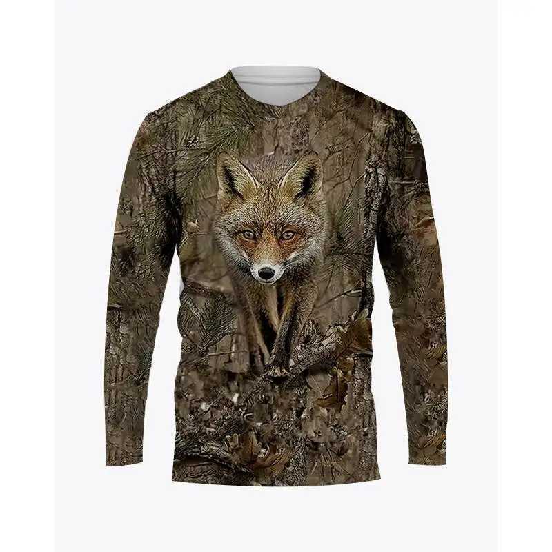Camouflage Hunting Animals T-Shirts 3D Print Men Woman Long Sleeve T Shirt Oversized Harajuku Pullovers Kids Tees Tops ClothingX240919
