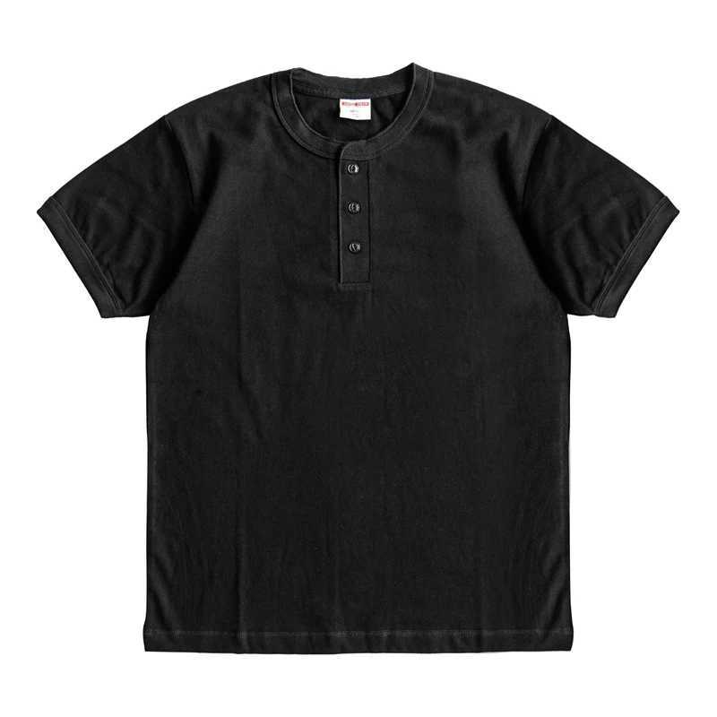 Sauce Zhan Mans T Shirts Henry Collar Pure Cotton Solid 5 Color Summer Short Sleeve Vintage Style Regular Fit 230g/m Z240919