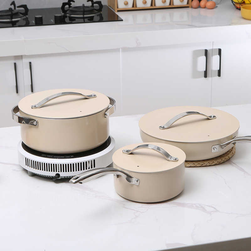 New aluminum ceramic non stick pan frying pan milk pot festive gift set of four pieces set of pan X240919