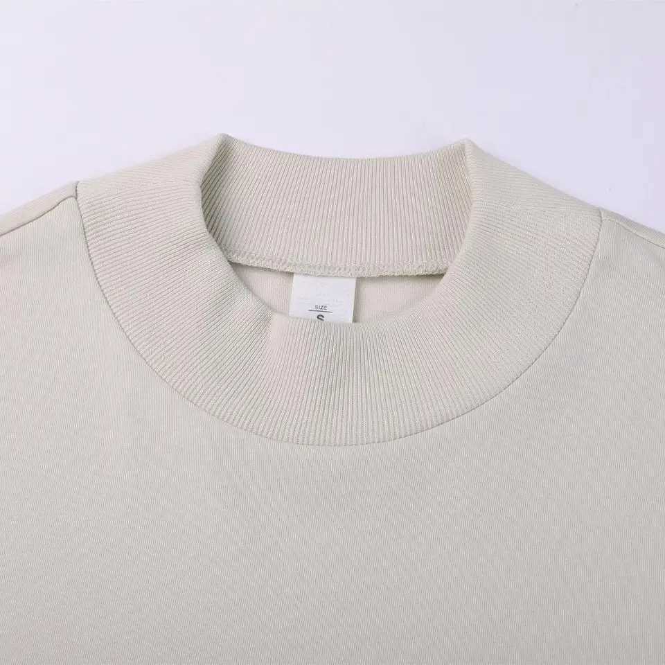 300gsm Thick Small Neck 100% Cotton Oversize Heavy Weight T-shirt for Men Short Sleeve Solid Color Leisure Streetwear Large Size Z240919