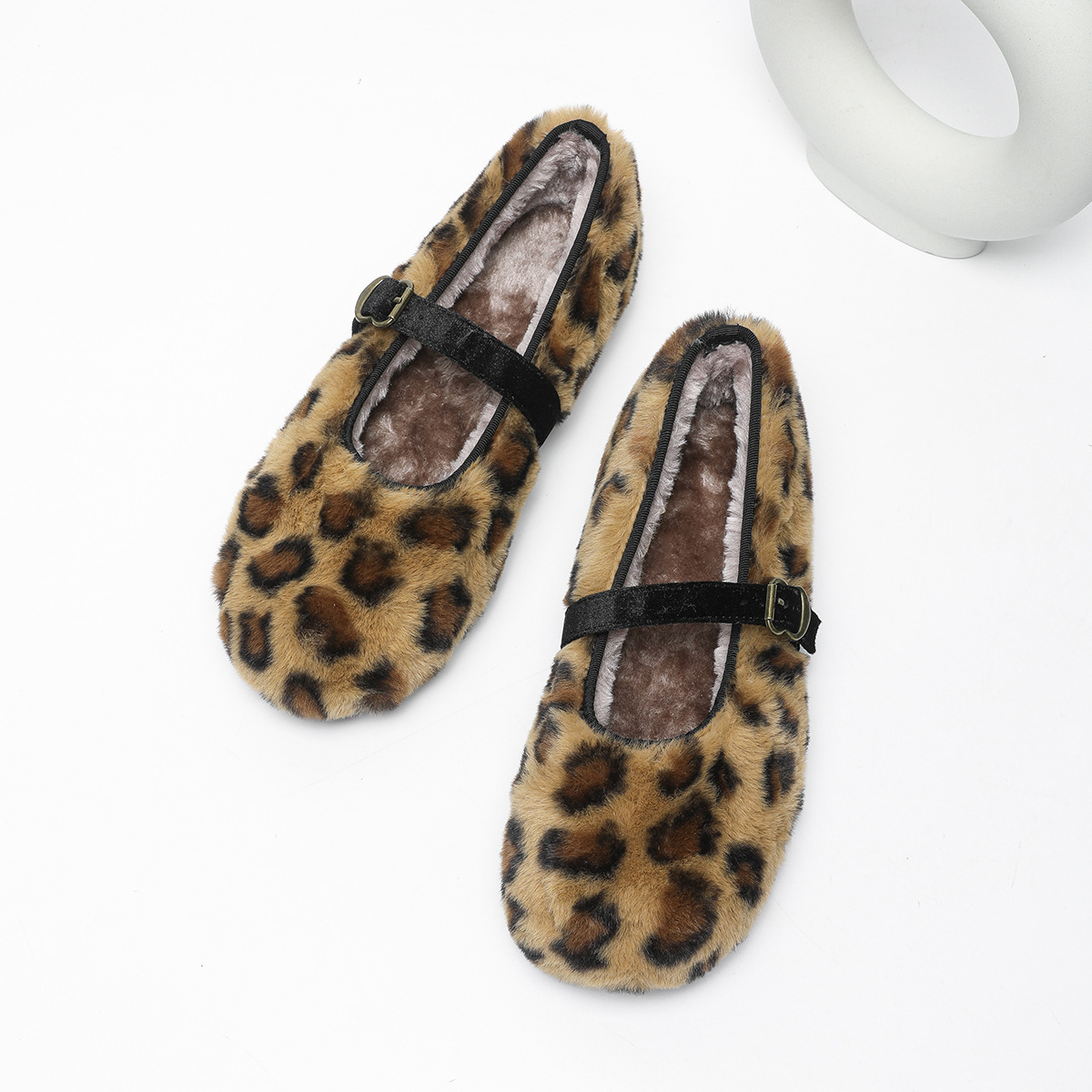 Women Casual Winter Warm Fashion Leopard Print Flat Bottom Plus Size Comfort Free shipping