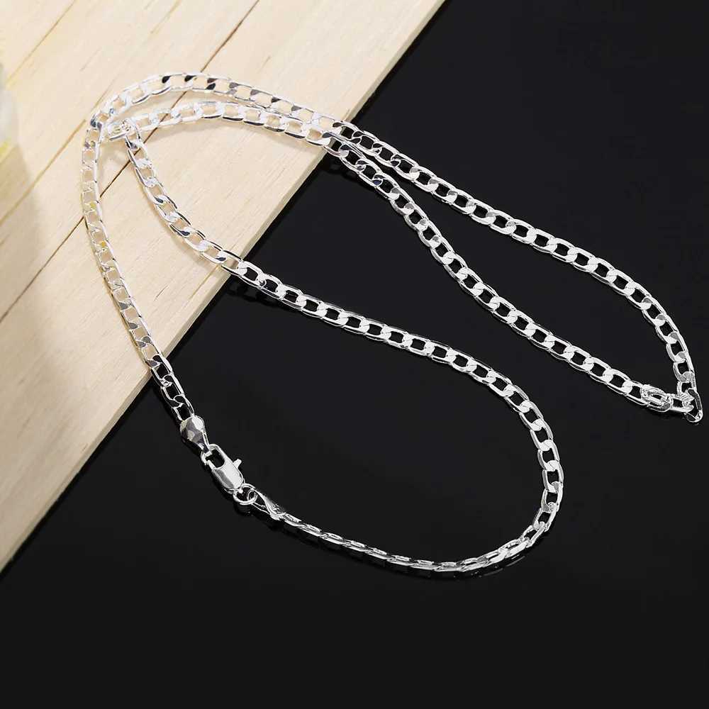 925 Sterling Silver 16-30 Inches Exquisite 4MM sideways Chain necklace for women lady men Fashion Party Wedding Jewelry GiftsX240919