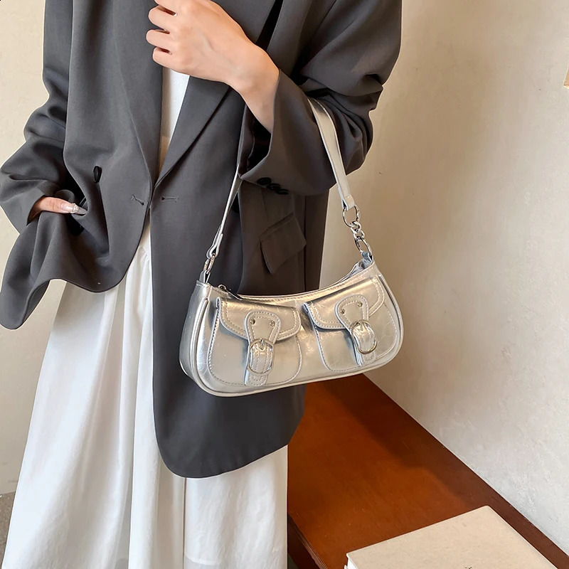 LEFTSIDE Small Double Pockets n Sier Shoulder Bags for Women 2024 Y2K Trend Crossbody Bag Female Handbags And Purses 240914