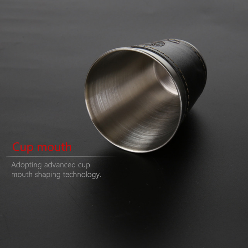 The factory supplies 70ml leather coated stainless steel wine glasses leather covered small wine glasses metal wine utensils and glasses