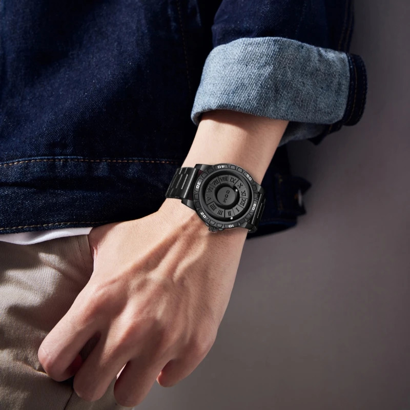 DOM 1726 Original Magnetic Ball Concept Mens Fashion Cool Trend Minimalist Waterproof Stainless Steel Quartz Watch 240909
