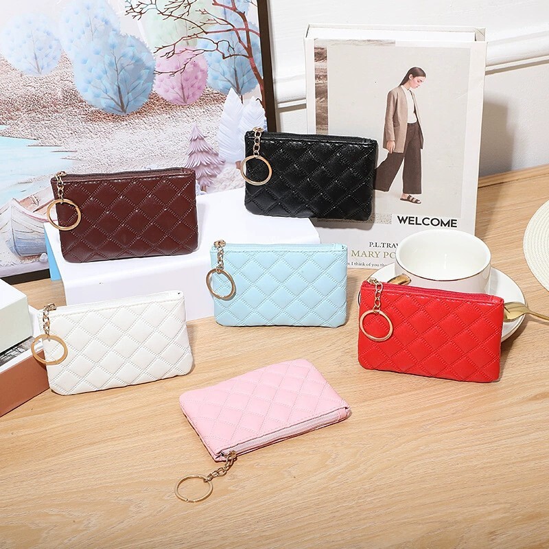 New high-quality wallet designer bag, classic short coin purse, mini key bag, card clip, fashionable luxury women's makeup bag, black, red, pink