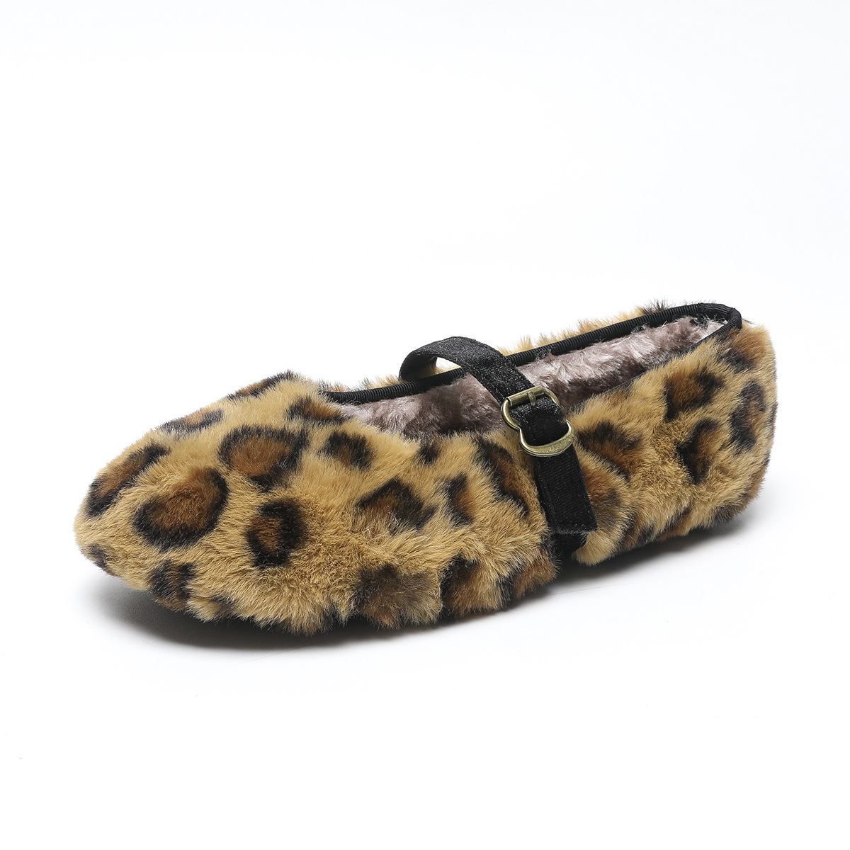 Women Casual Winter Warm Fashion Leopard Print Flat Bottom Plus Size Comfort Free shipping