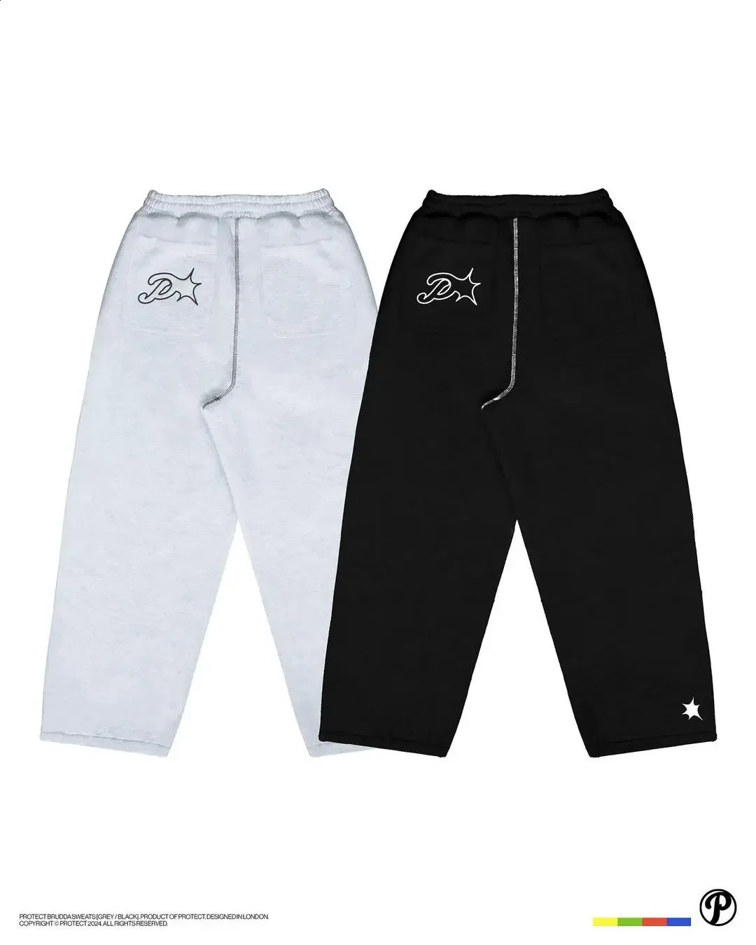 Streetwear PROTECT Jogging Sweatpants Letter Pattern Embroidered Baggy Harajuku Gothic Tight Waist Loose Trousers 240914