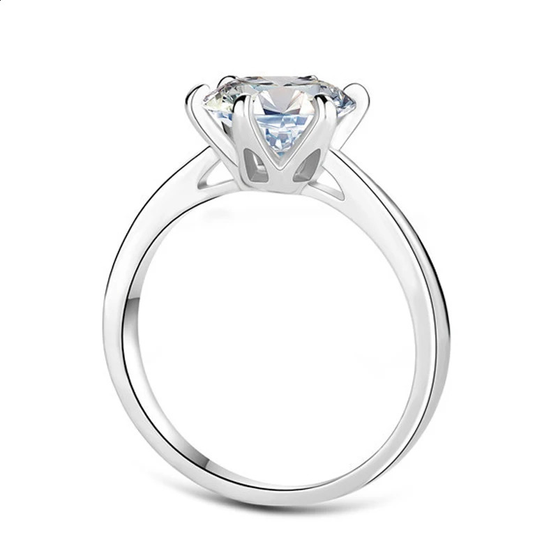 0.5ct 1ct 1.5ct 2ct D colored silica stone womens engagement ring 925 sterling silver gold-plated card ring wholesale 240918