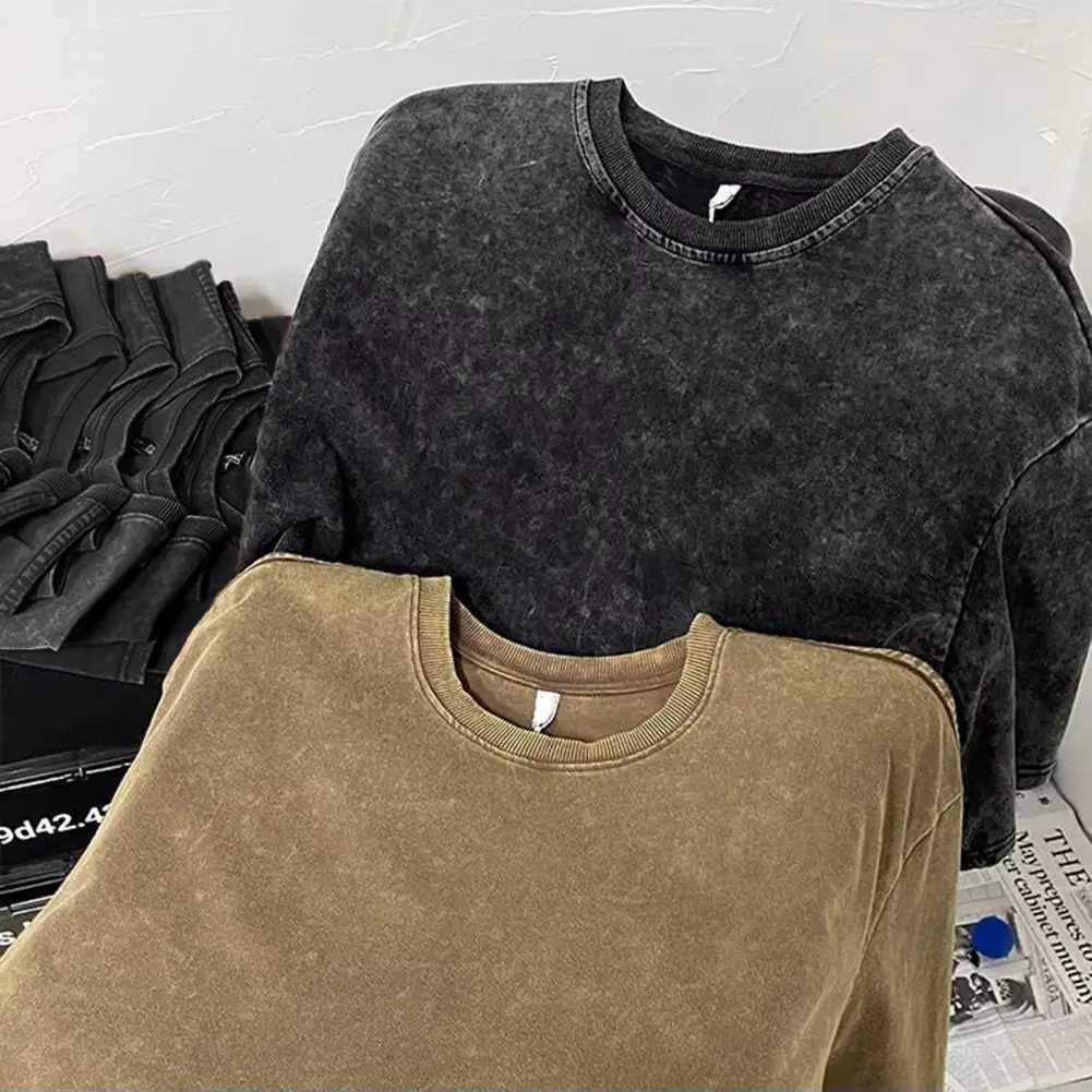 Design Batik Acid Washed T-shirts Men Short Sleeve Tees Streetwear Summer Man Oversized Tshirt Heavy Fabric Cotton Tops Z240919