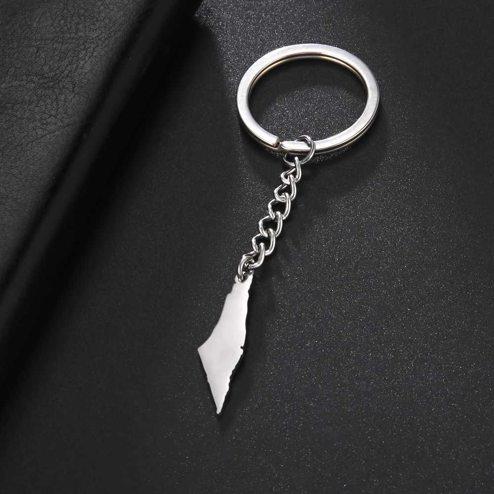 Jeshayuan Palestine Map keychain With Arabic Calligraphy Stainless Steel Motivational Palestine keychain Jewelry Gift Y240918