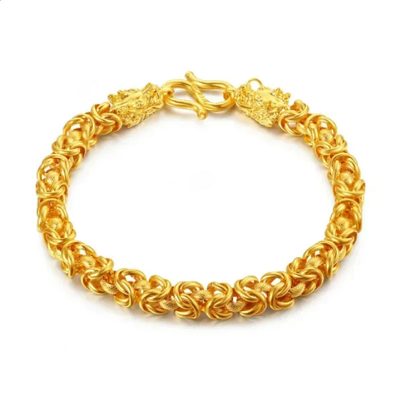 9999 24k Real Gold Bracelet for Men Rich in Boss Chain Eight Directions Enriching Local Tyrants 240912