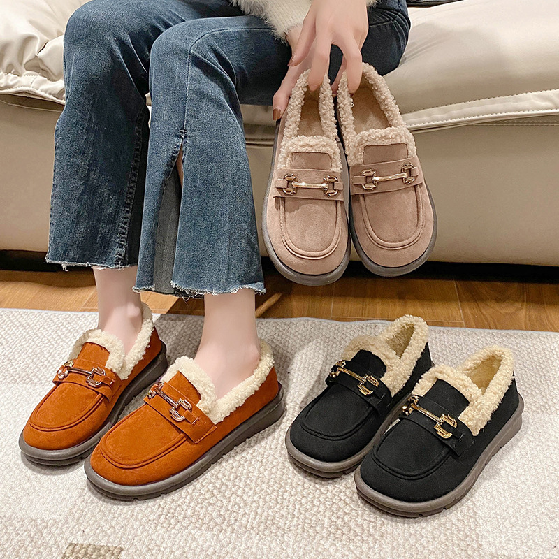 Women's Cozy Fleece Winter Loafers: Warm, Comfy, and Stylish Casual Flat Shoes d972