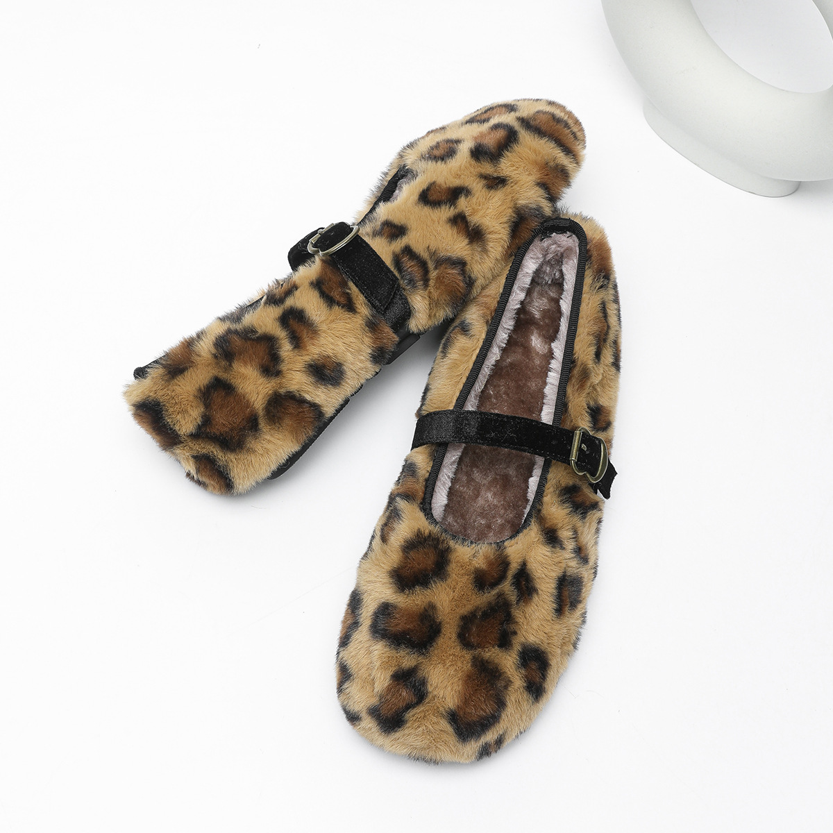 Women Casual Winter Warm Fashion Leopard Print Flat Bottom Plus Size Comfort Free shipping