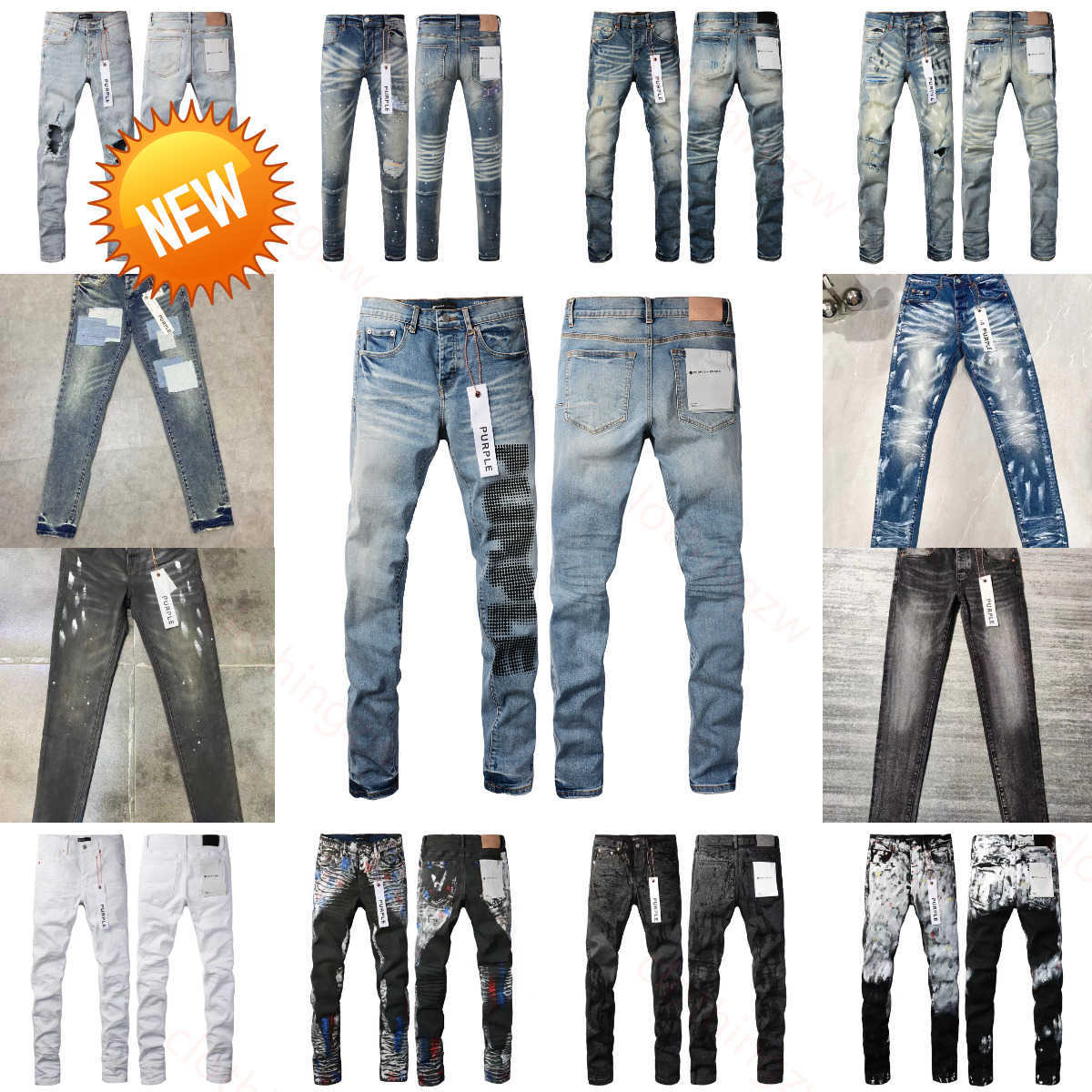 Purple Womens Designer Mens High Quality Ripped Fit Motorcycle Bikers Pants for Men Fashion Mens Design Streetwear Slim Jeans Size 28-40