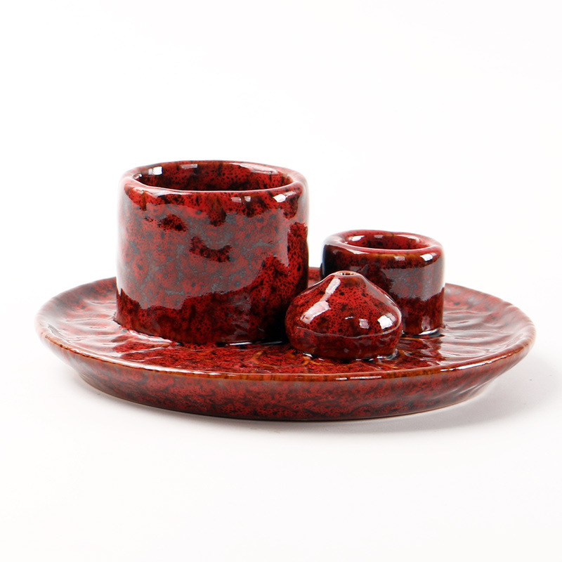 Minimalist Style Ceramic Candle Holder Aromatherapy Stove Cup Atmosphere Decoration Sage Holy Wood Plate