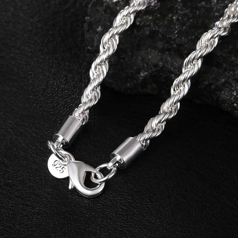 925 Sterling Silver 2/3/4MM 16-24 Inches Rope Chain Necklace For Men Women Fashion Punk Wedding Party Gifts JewelryX240919