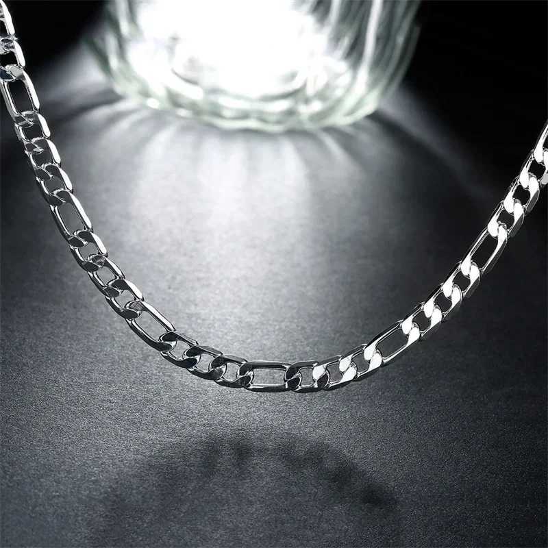 Mens 925 Sterling Silver 4MM/6MM/8MM/12MM Chain Necklace 16-30 Inch for Man Women Fashion Jewelry High End NecklaceX240919