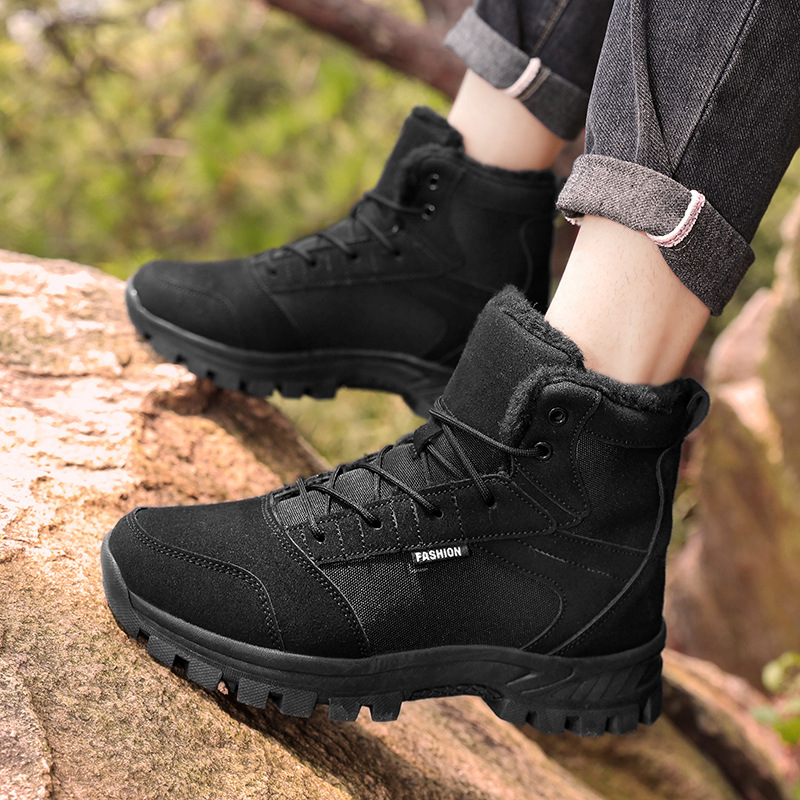 Winter Warm Military Boots Men's Outdoor High Top Sports Shoes Mountaineering Shoes Anti Cold Snow Boots Large Size Plush Men's Shoes