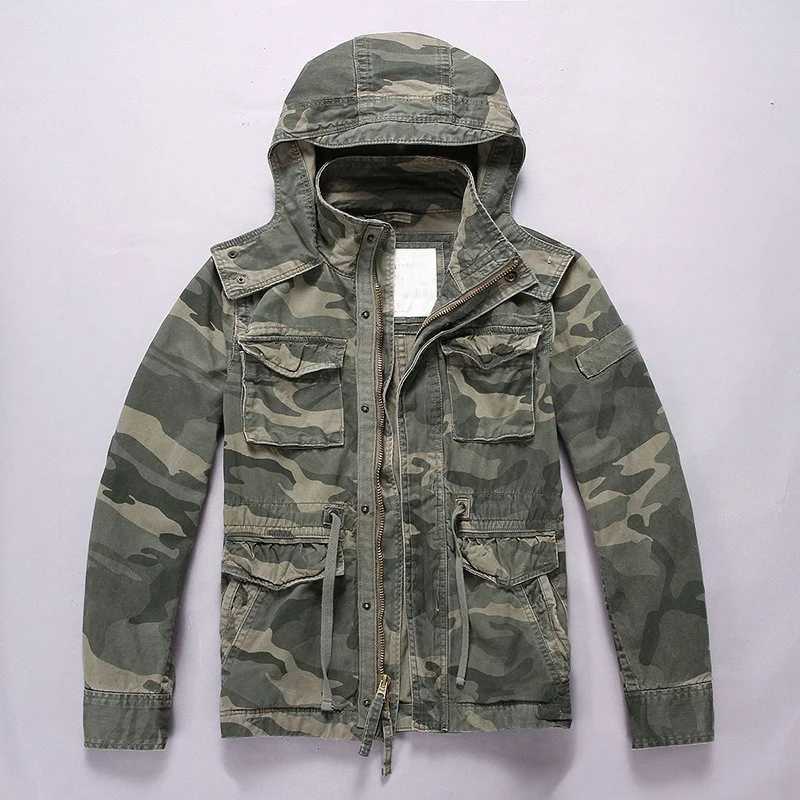 Outdoor Jacket Fashion Mens Heavy Washed Cotton Tooling Hooded Jacket Personality Leisure Cargo Jacket Stand Collar Multi-pocket Outdoor Coats M240919