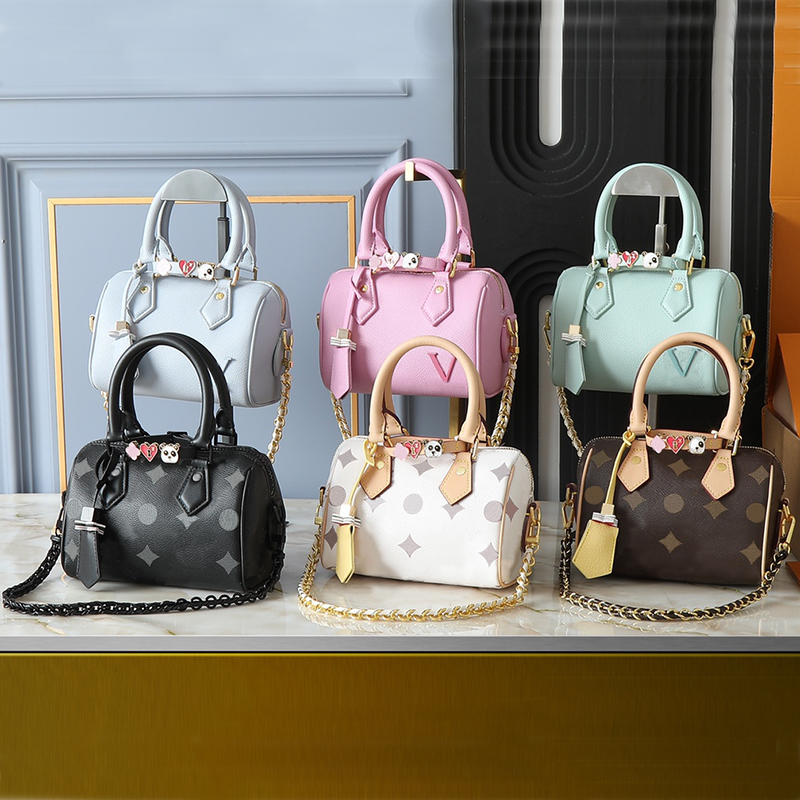 Evening Bags Top Designer Mini Nano 18cm Shoulder Bag Women Leather Denim Crossbody Luxury Brand Embossed Tote Purse Brown Flower Handbag