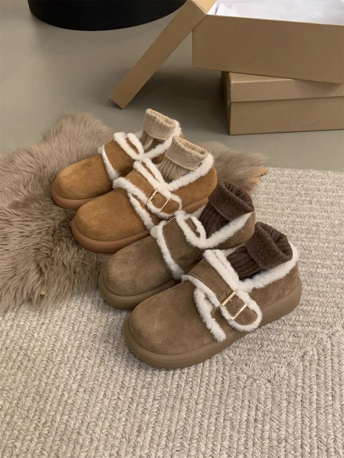 Casual Women's Fleece-ed Height-Boosting Outdoor Shoes | Multicolor Winter Warmth b097