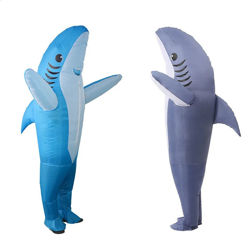 Unisex Funny Inflatable Shark Cosplay Costume Suit Adult Fancy Dress Performance Clothes Halloween Carnival Theme Party 240919