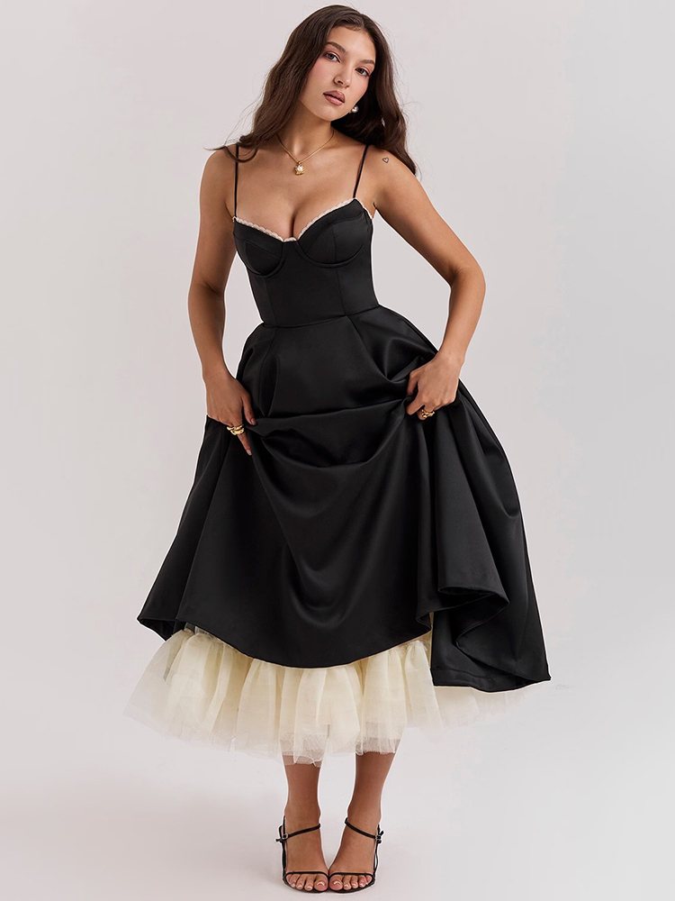 Mozision Elegant A-E Backless Midi For Women Fashion Spaghetti Strap Sleeveless Loose Club Party Sexy Dress New