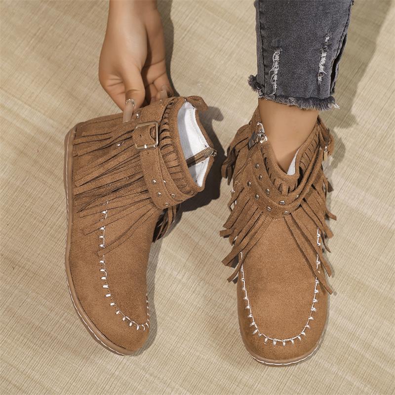 Women's Winter Boots: Plus Size, Flat Bottom, Warm Trendy Comfort Shoes in Black, Brown, Khaki a6f4