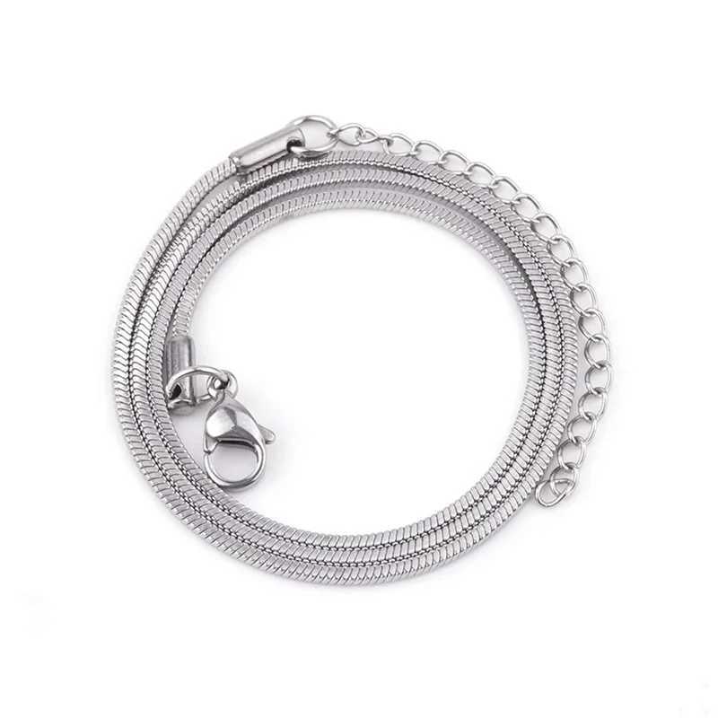 1.2mm Square Snake Chain Men Necklace Silver Color Stainless Steel Clavicle Chain Necklace For Women Hip Hop Jewelry AccessoriesX240919