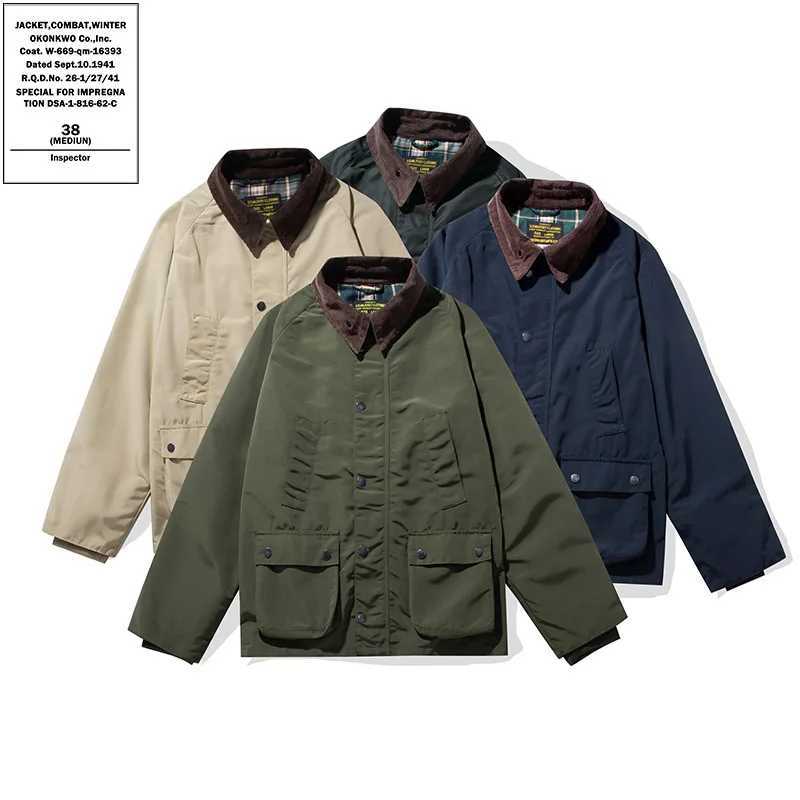 Outdoor Jacket OKONKWO Hunting Oil Wax Jacket Windbreaker Work Coat Outdoor Trekking Travel Camping Hiking Climbing Hunting Clothe Cargo Blazer M24091
