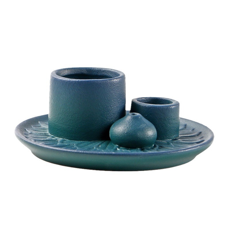 Minimalist Style Ceramic Candle Holder Aromatherapy Stove Cup Atmosphere Decoration Sage Holy Wood Plate