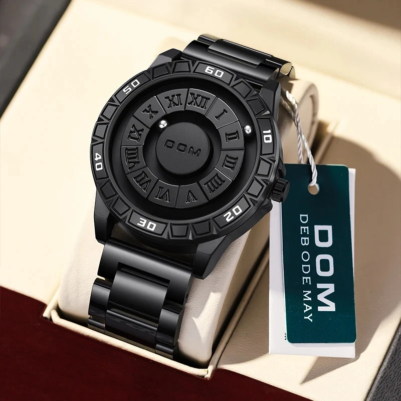 DOM 1726 Original Magnetic Ball Concept Mens Fashion Cool Trend Minimalist Waterproof Stainless Steel Quartz Watch 240909