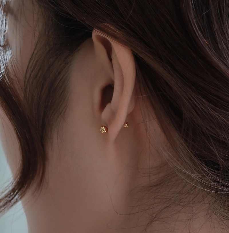 YUNLI Real 18K Gold Screw Stud Earrings Solid AU750 Double Golden Balls Womens Exquisite Jewelry Gift EA010 240918