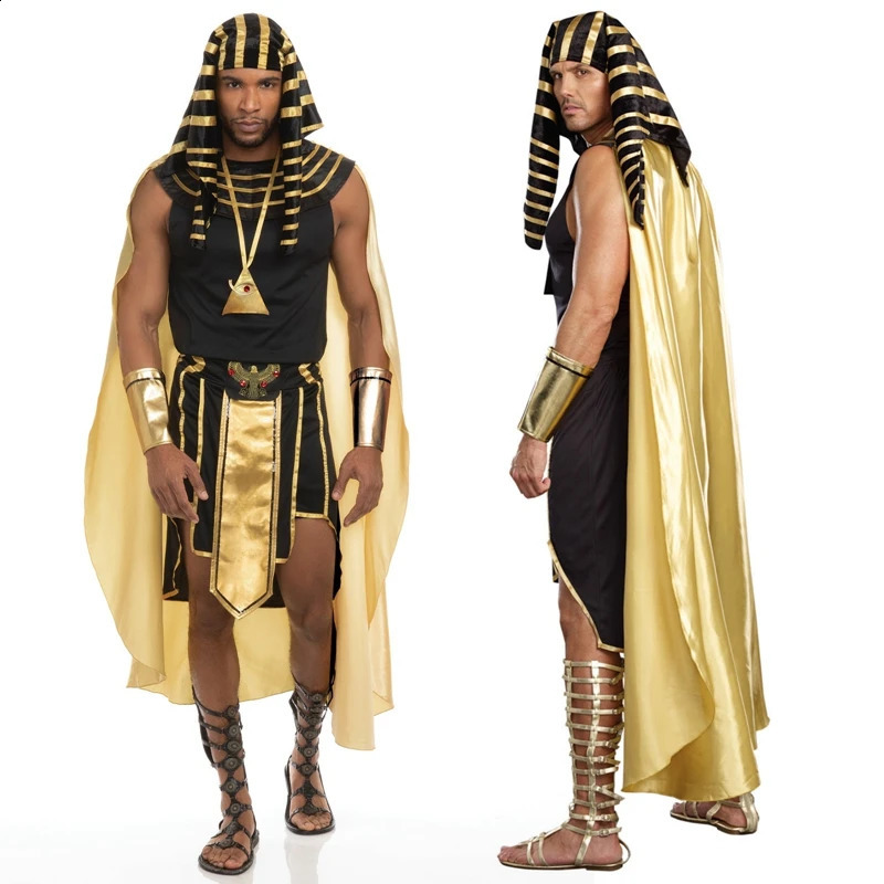 Mens Egyptian Pharaoh Costume Set 7 Pcs King of Egypt King Tut Cosplay Sets Halloween Cosplay Outfits 240919